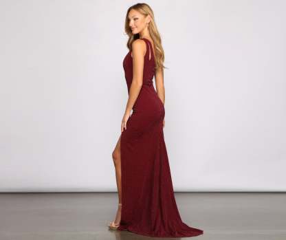 Gianna Metallic One Shoulder Dress - Lady Occasions