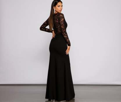 Scarlett Formal High Slit Lace Mermaid Dress - Lady Occasions