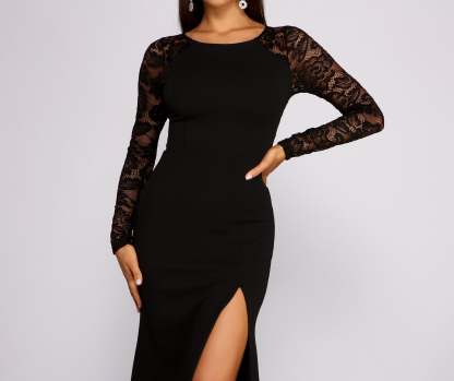 Scarlett Formal High Slit Lace Mermaid Dress - Lady Occasions