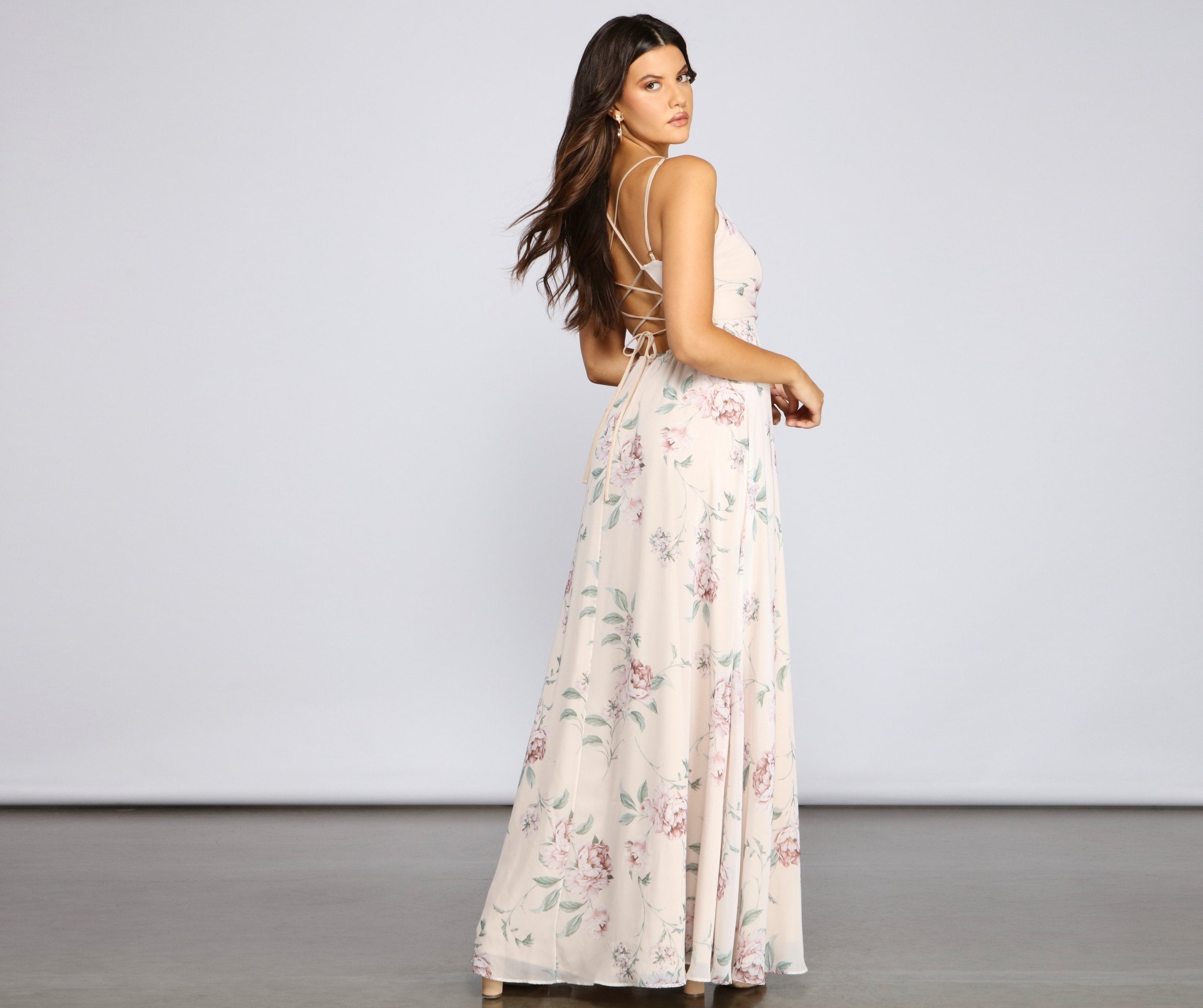 Corinna Formal Floral Chiffon Wrap Dress - Lady Occasions