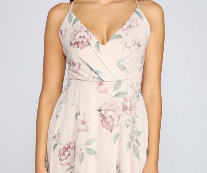 Corinna Formal Floral Chiffon Wrap Dress - Lady Occasions