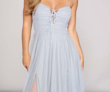 Aviva Formal A-Line High Slit Dress - Lady Occasions