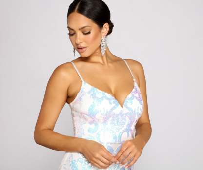 Fallon Sleeveless Sequin Mesh Formal Dress - Lady Occasions