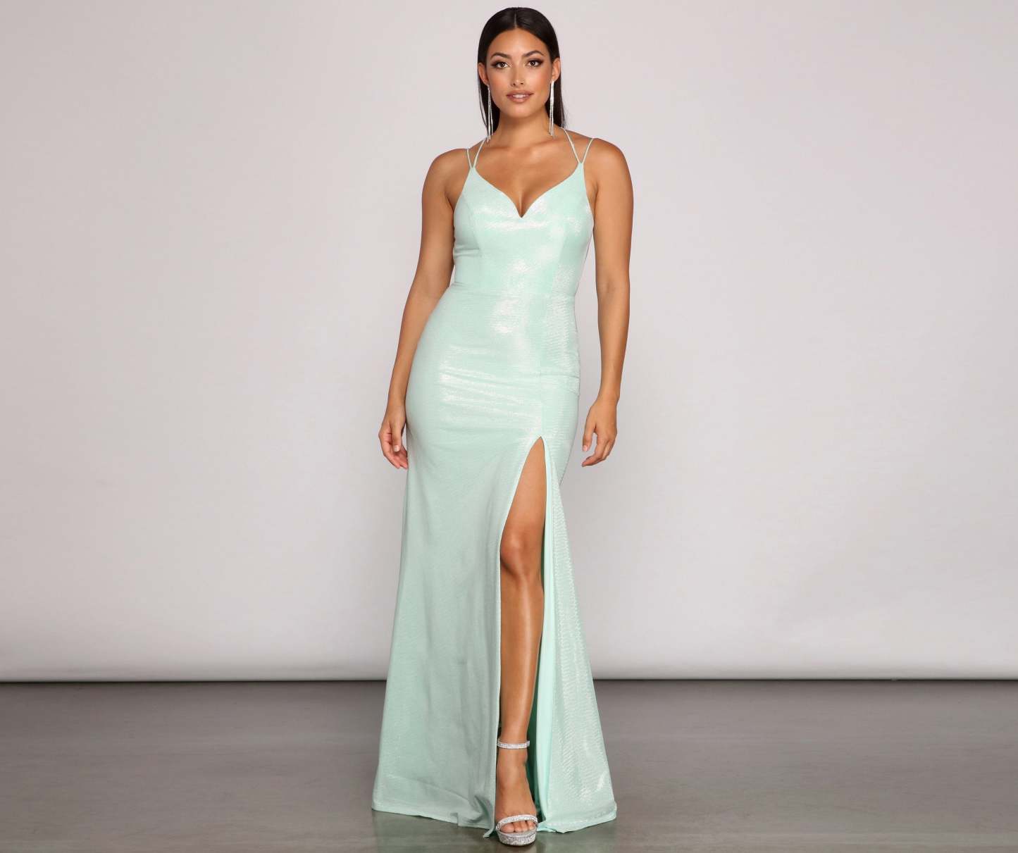 Nani Formal High Slit Lurex Dress - Lady Occasions