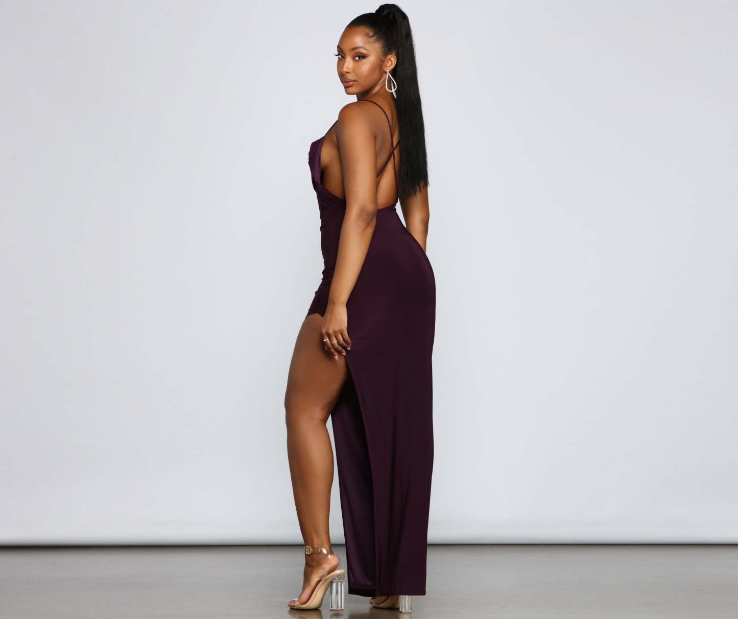 Inez Formal High Slit Ruched Dress - Lady Occasions