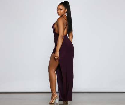 Inez Formal High Slit Ruched Dress - Lady Occasions