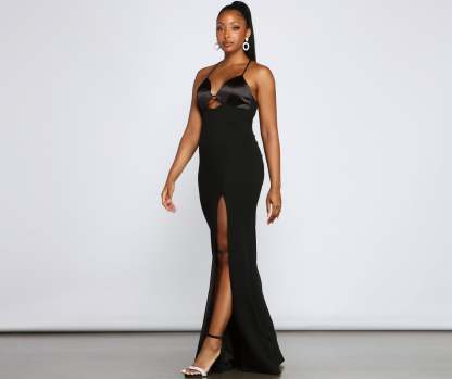Amelie Formal High Slit Crepe Dress - Lady Occasions