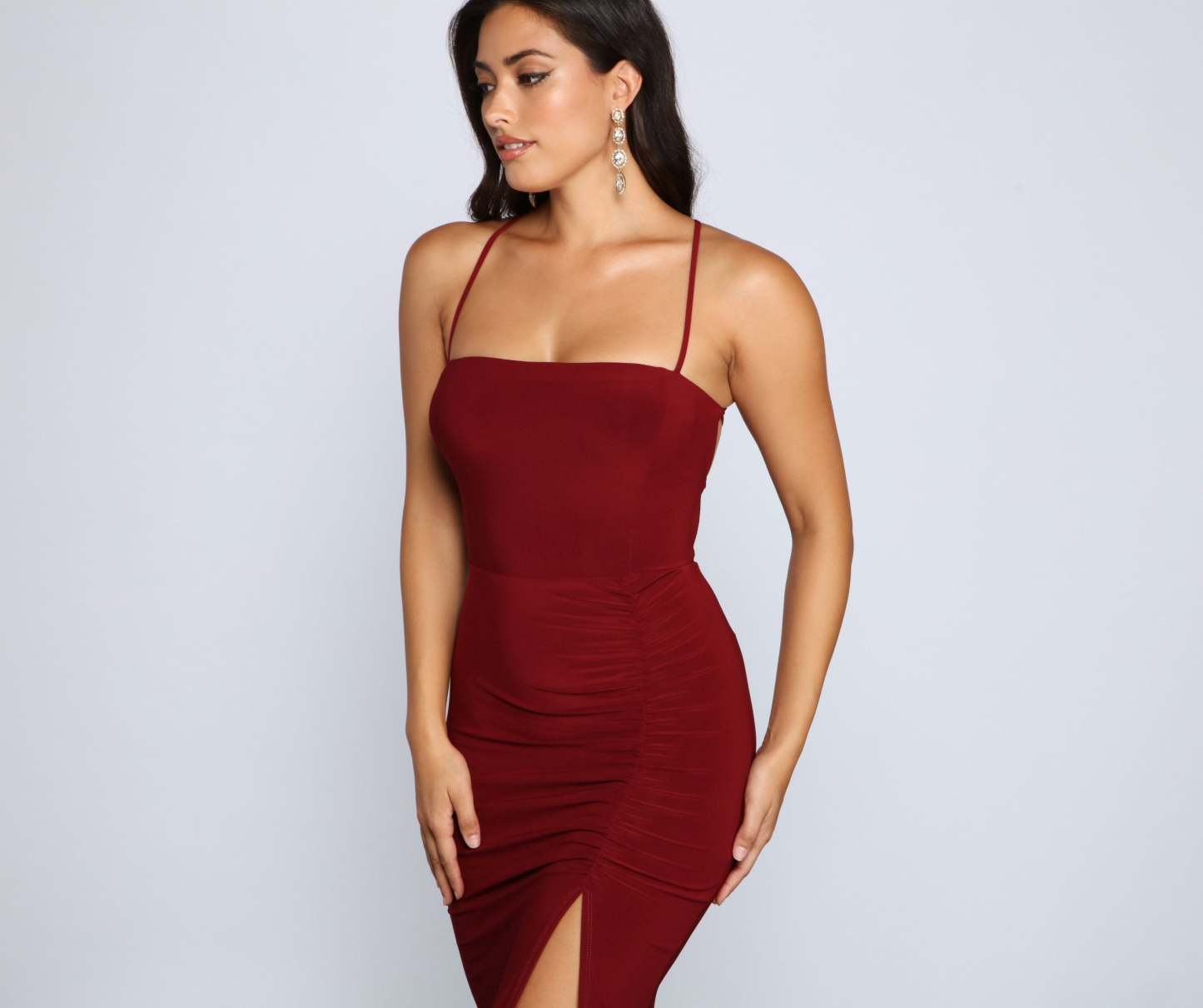 Gia Lace-Up Formal High-Slit Dress - Lady Occasions