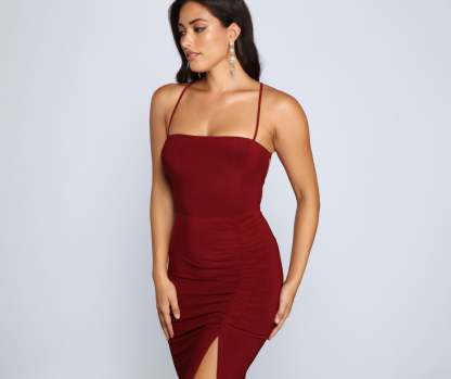 Gia Lace-Up Formal High-Slit Dress - Lady Occasions