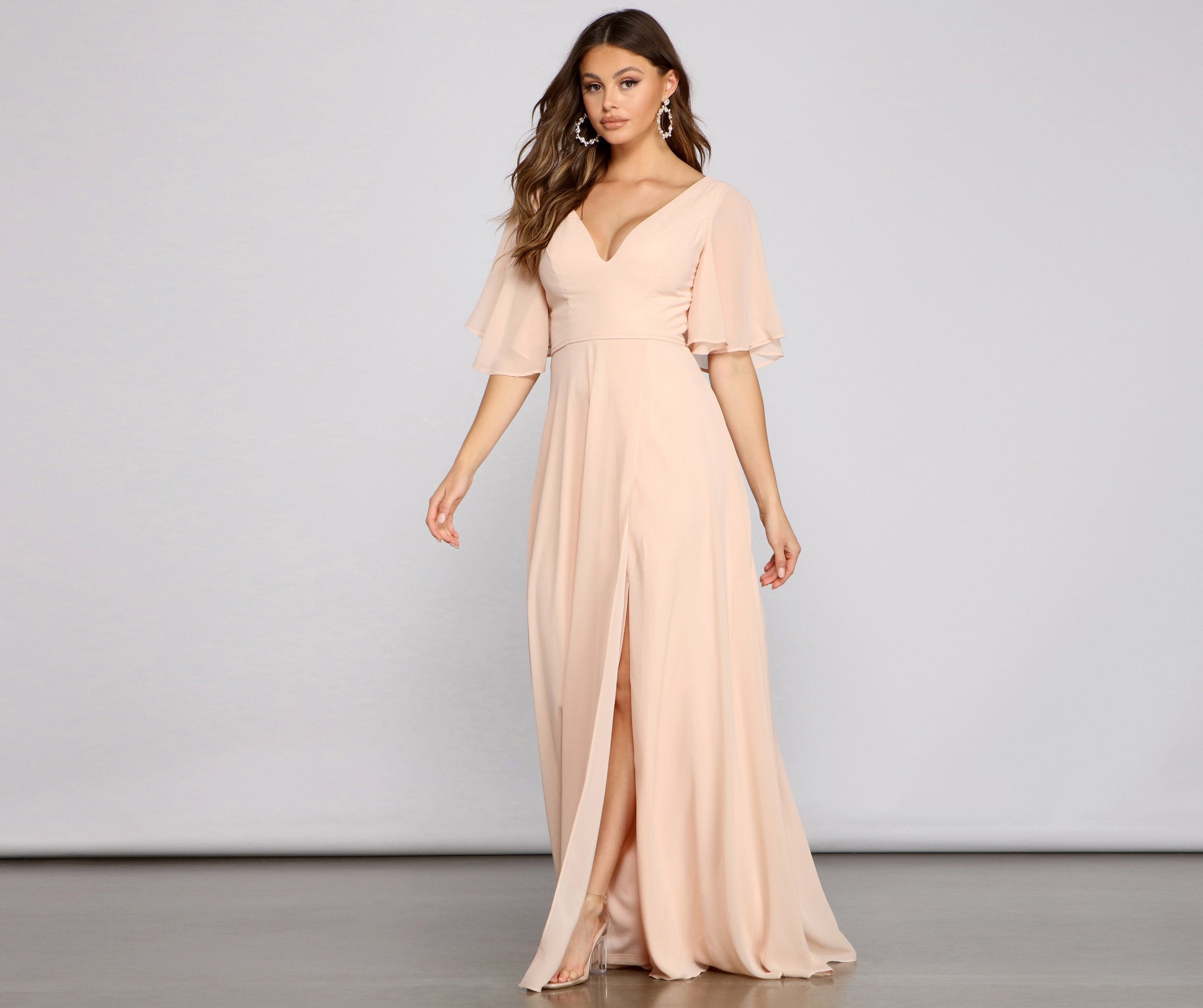 Greta Formal High Slit Chiffon Dress - Lady Occasions
