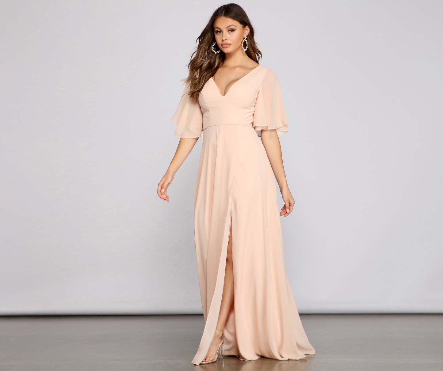 Greta Formal High Slit Chiffon Dress - Lady Occasions