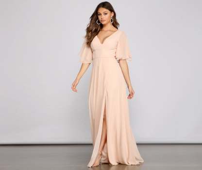 Greta Formal High Slit Chiffon Dress - Lady Occasions