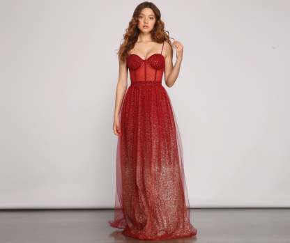 Cressida Formal Glitter A-Line Dress - Lady Occasions