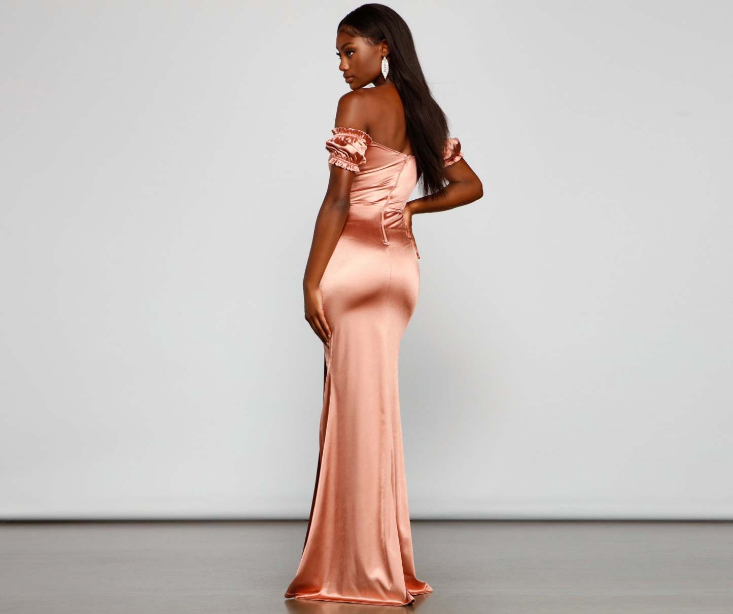 Capri Formal High Slit Satin Dress - Lady Occasions