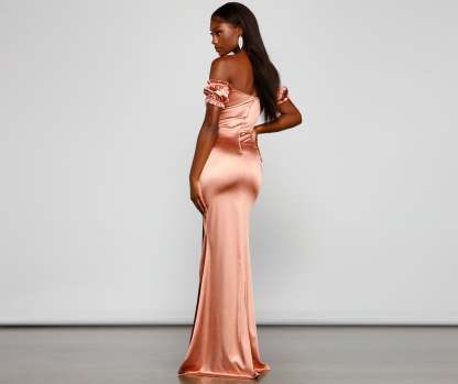 Capri Formal High Slit Satin Dress - Lady Occasions