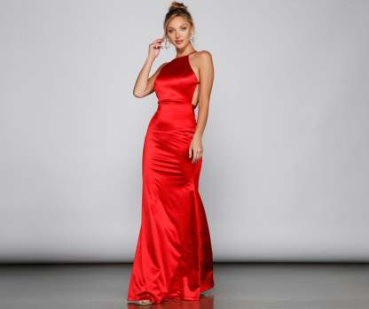 Maya Halter Open-Back Formal Dress - Lady Occasions