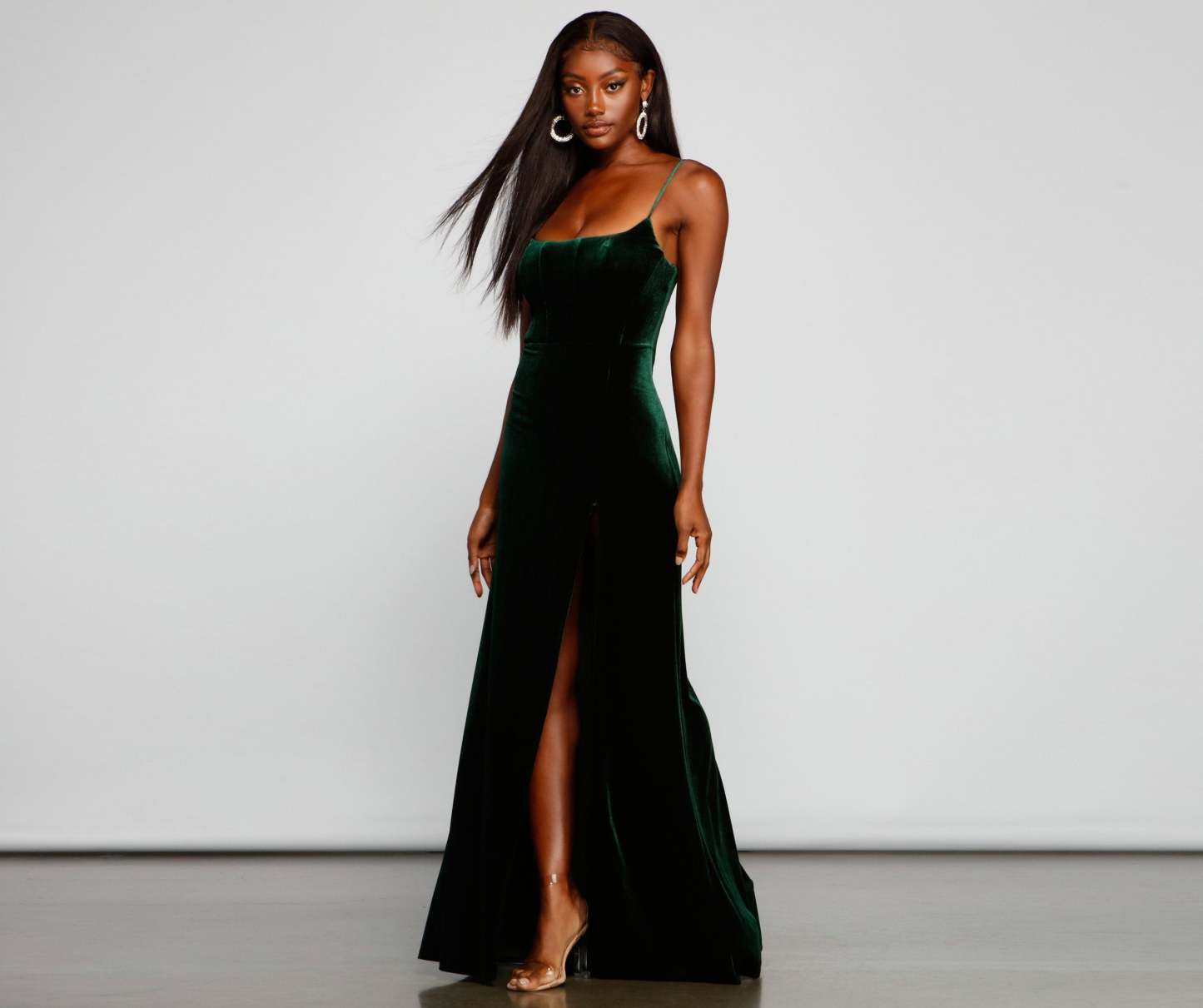 Liv Formal High Slit Velvet Dress - Lady Occasions