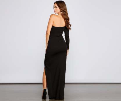 Onyx Formal One Shoulder Crepe Dress - Lady Occasions
