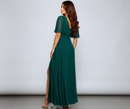 Greta Formal High Slit Chiffon Dress - Lady Occasions