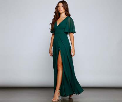Greta Formal High Slit Chiffon Dress - Lady Occasions