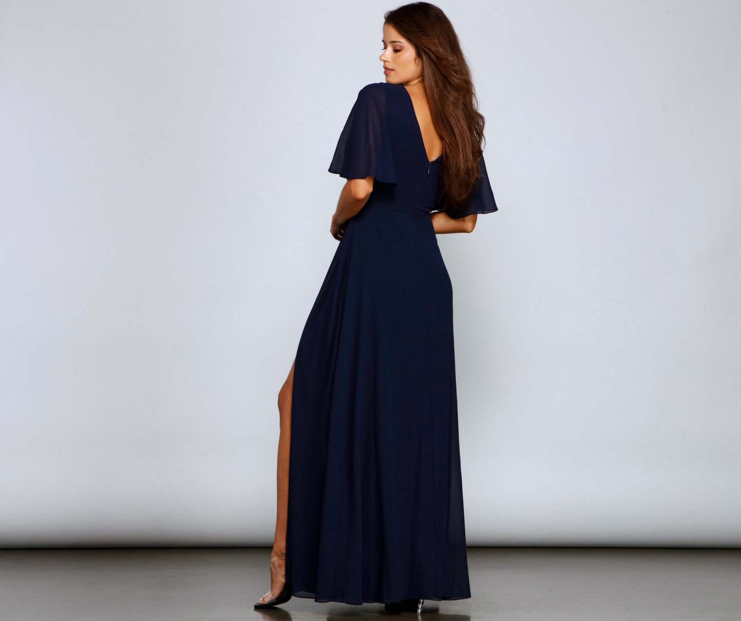 Greta Formal High Slit Chiffon Dress - Lady Occasions