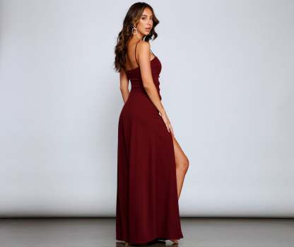Wren Formal Ruched Crepe Dress - Lady Occasions