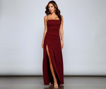Wren Formal Ruched Crepe Dress - Lady Occasions