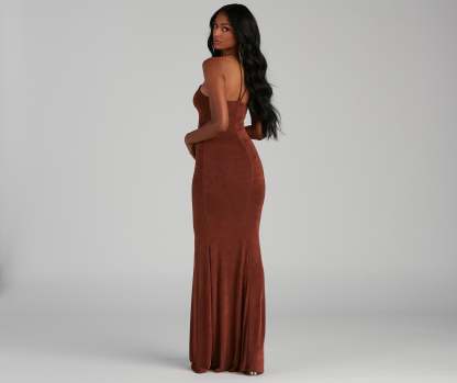 Moira Formal Open Back Lurex Dress - Lady Occasions
