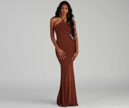 Moira Formal Open Back Lurex Dress - Lady Occasions