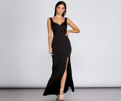Eliza Formal Pleated Scuba Dress - Lady Occasions