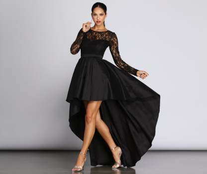 Tamia Lace Drama Dress - Lady Occasions