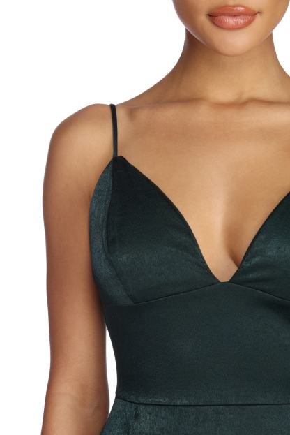 Julieann Formal High Slit Satin Dress - Lady Occasions