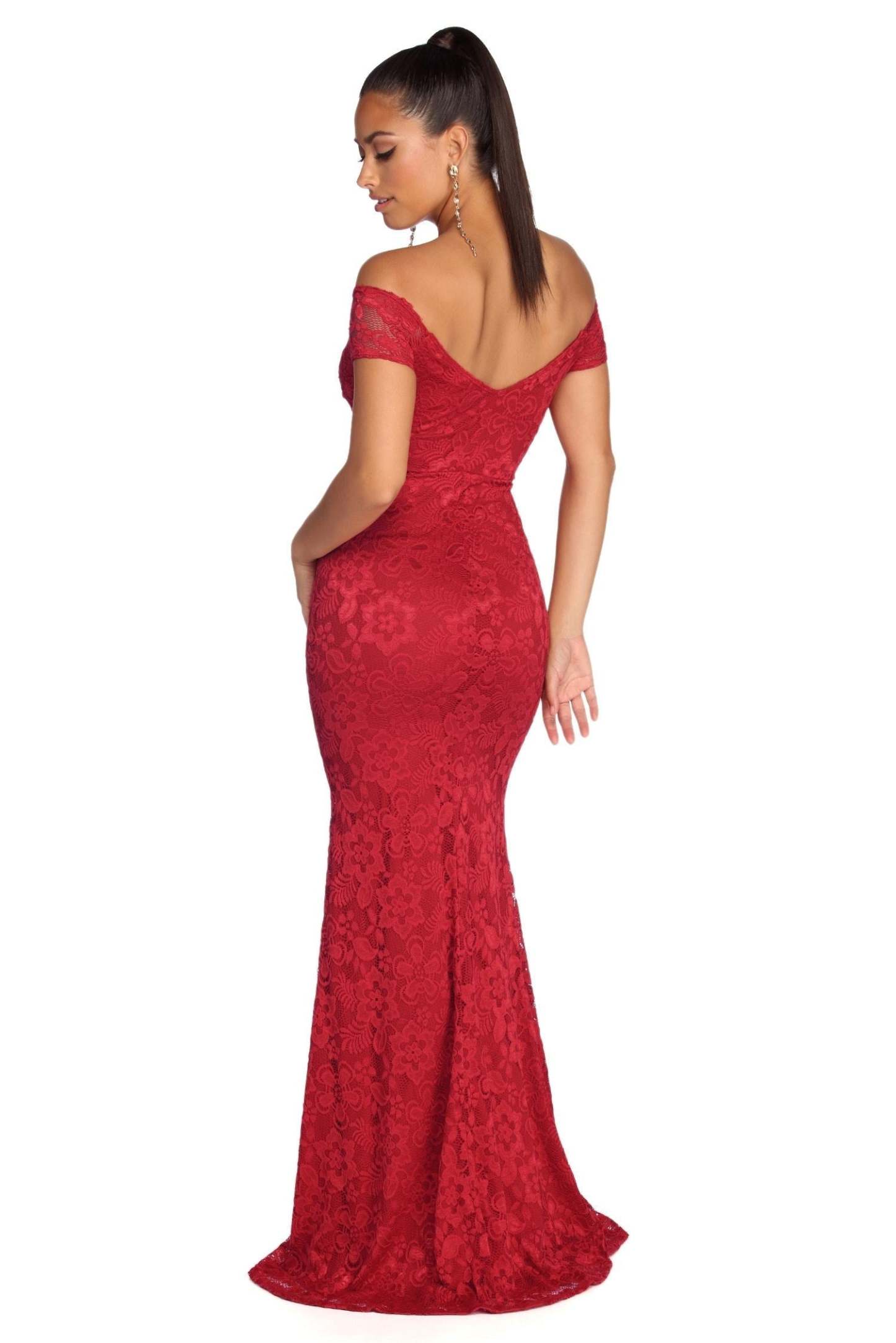 Keisha Formal Scalloped Lace Dress - Lady Occasions