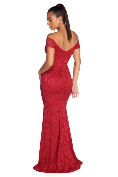 Keisha Formal Scalloped Lace Dress - Lady Occasions