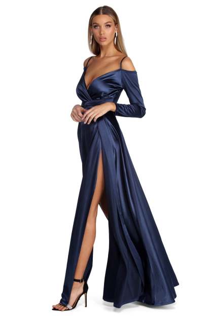 Annie Formal Knot Satin Dress - Lady Occasions