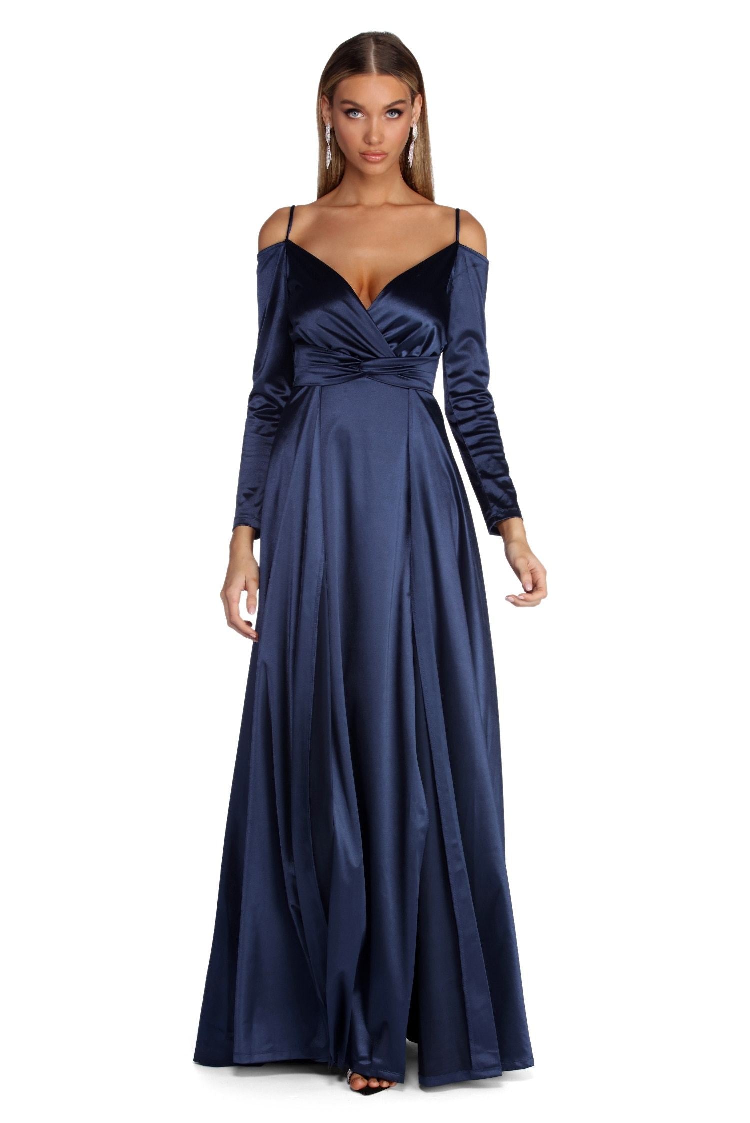 Annie Formal Knot Satin Dress - Lady Occasions