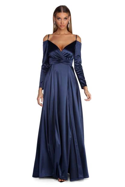 Annie Formal Knot Satin Dress - Lady Occasions