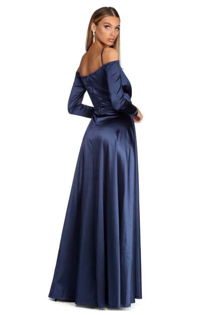 Annie Formal Knot Satin Dress - Lady Occasions