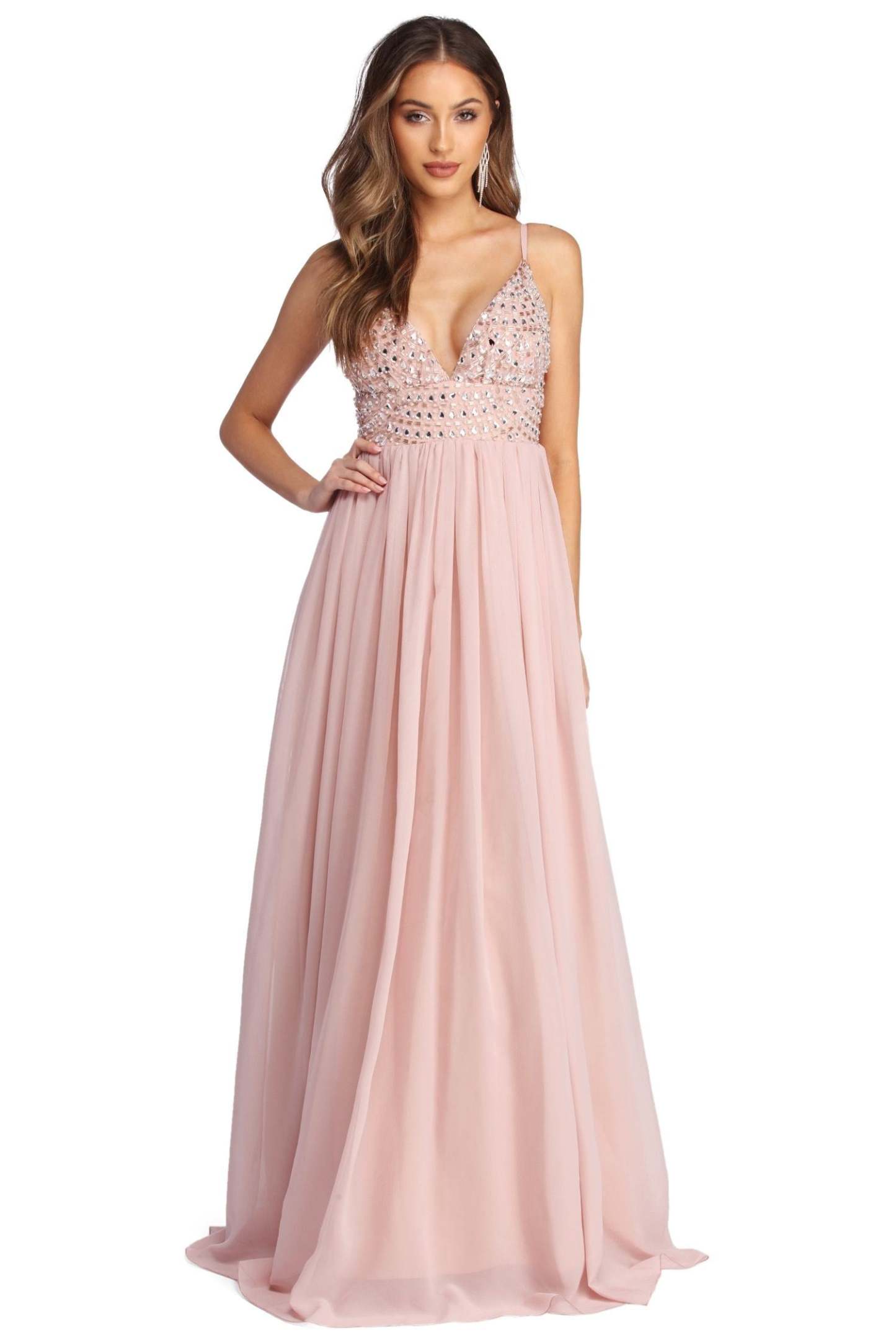 Jewel Formal Beaded Chiffon Dress - Lady Occasions