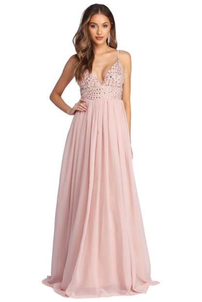 Jewel Formal Beaded Chiffon Dress - Lady Occasions