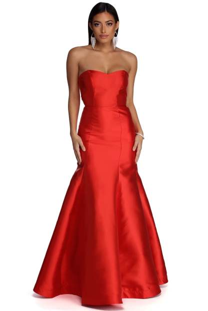 Sarah Formal Satin Trumpet Dress - Lady Occasions