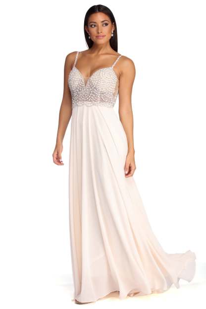Gracelyn Formal Pearl Chiffon Dress - Lady Occasions