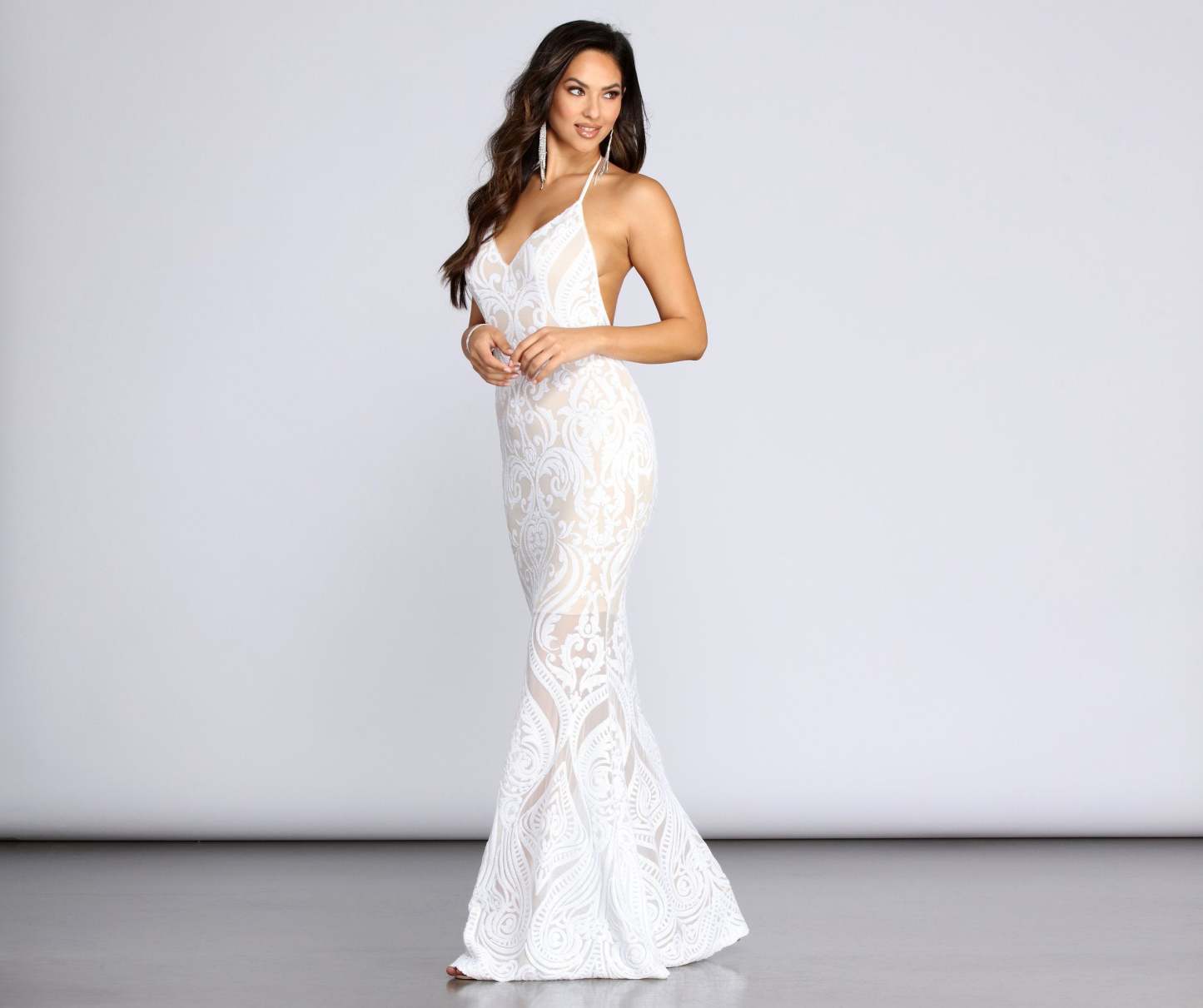 Meg Formal Sequin Halter Dress - Lady Occasions