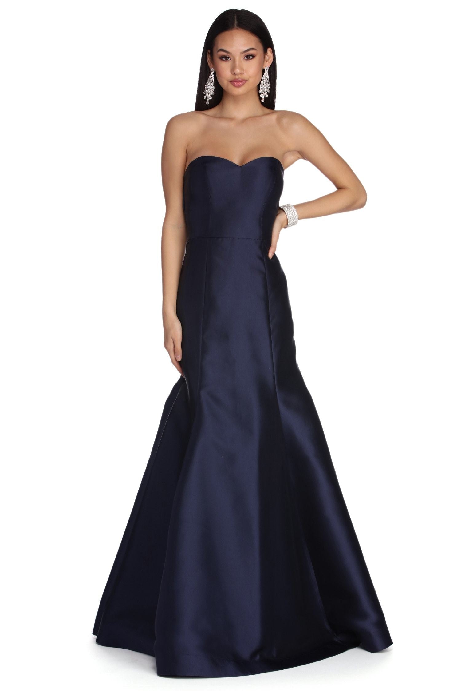 Sarah Formal Satin Trumpet Dress - Lady Occasions