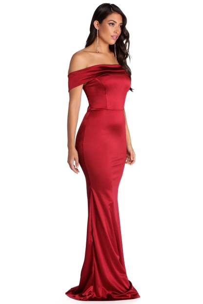 Elena Ruched Satin Gown - Lady Occasions