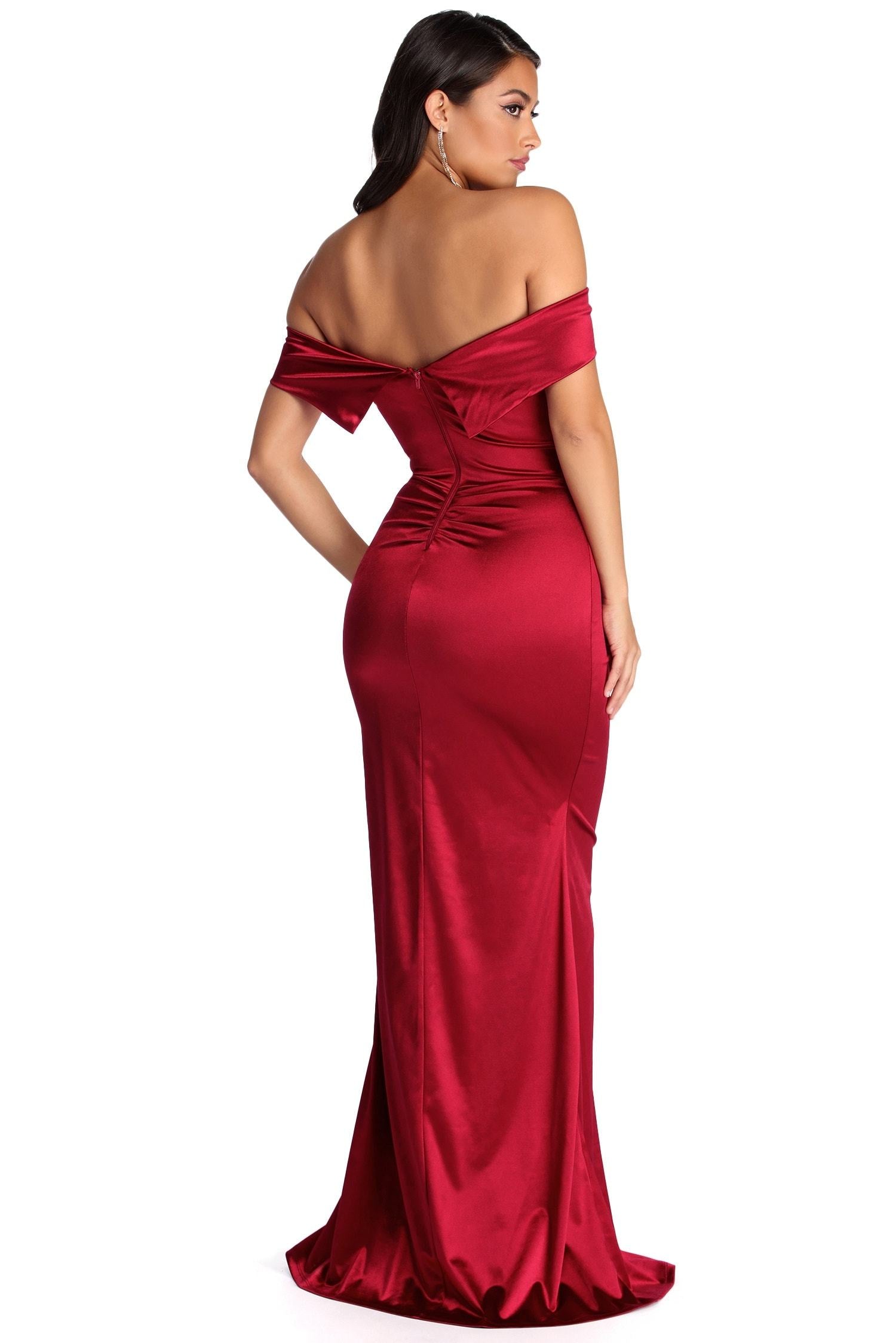 Elena Ruched Satin Gown - Lady Occasions