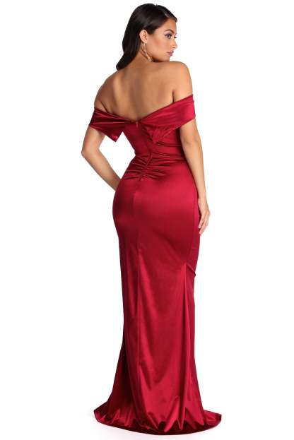 Elena Ruched Satin Gown - Lady Occasions