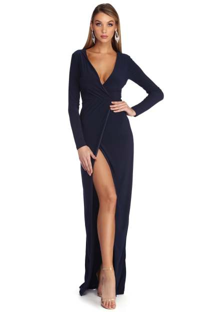 Milana Formal Wrap Dress - Lady Occasions