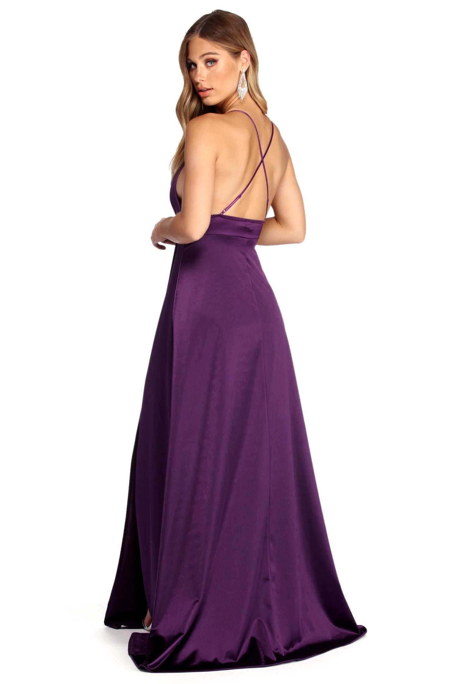Evie Formal Sleeveless Satin Dress - Lady Occasions
