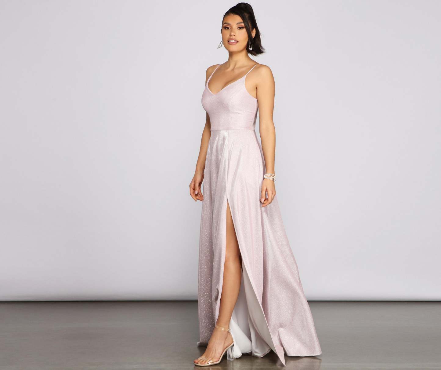 Noelle Formal Woven Glitter Ball Gown - Lady Occasions